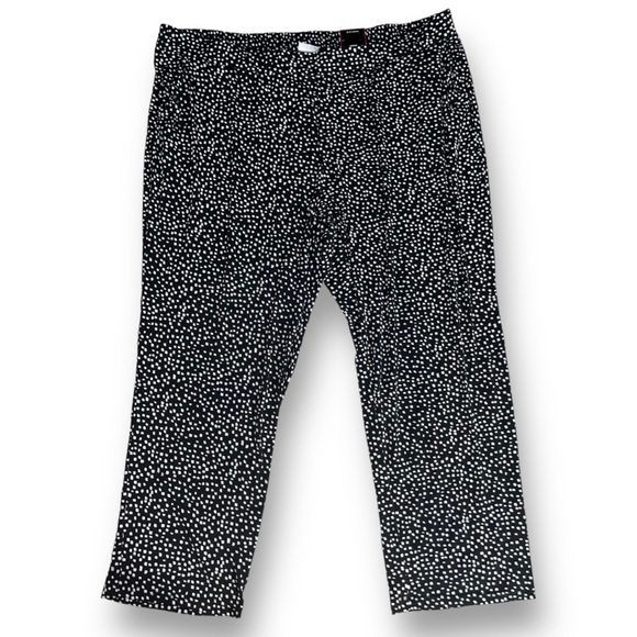AVENUE Super Stretch Abstract Polka Dot Black White Pull On Ankle Pants 26 28 - Picture 2 of 8